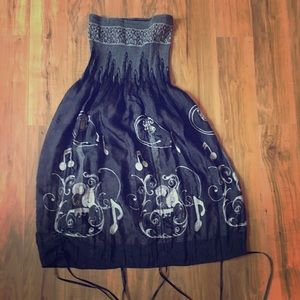 Strapless Lapis Guitar summer dress